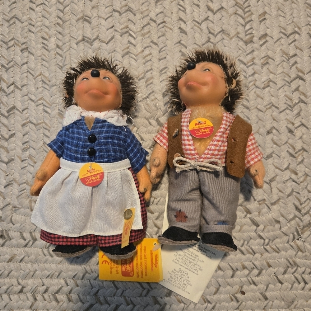 NWT Steiff Mecki And Micki Hedgehog‎ Figurines
